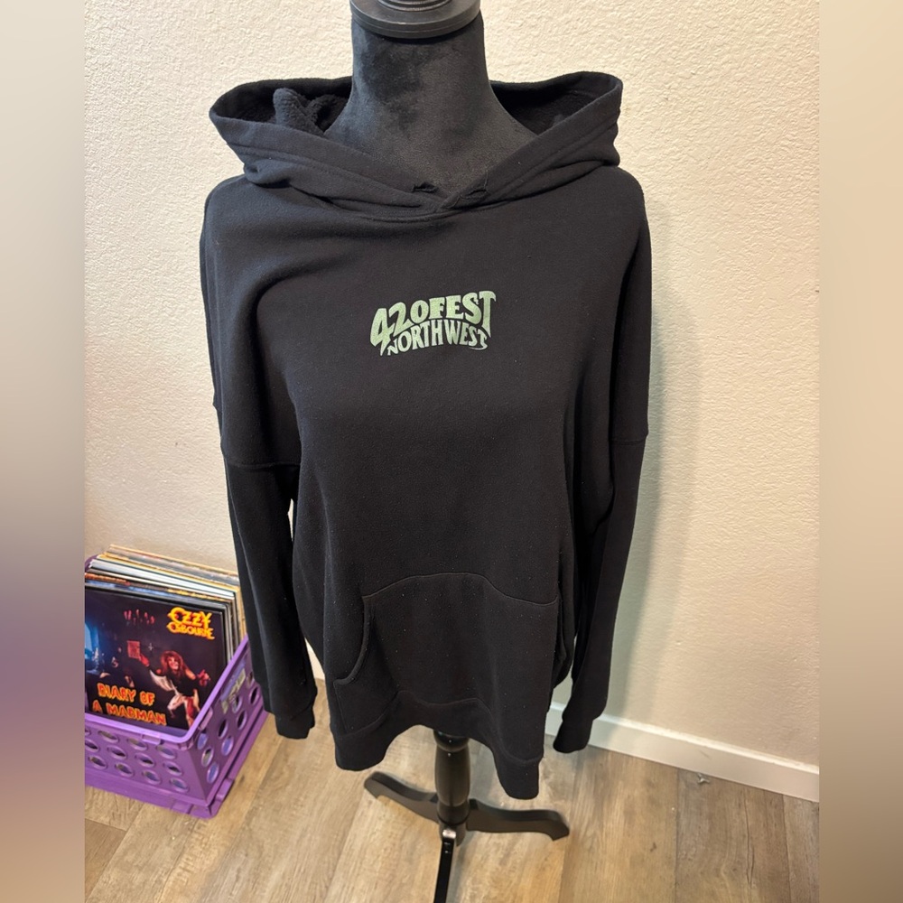 420 fest Black Hoodie with Green Logo